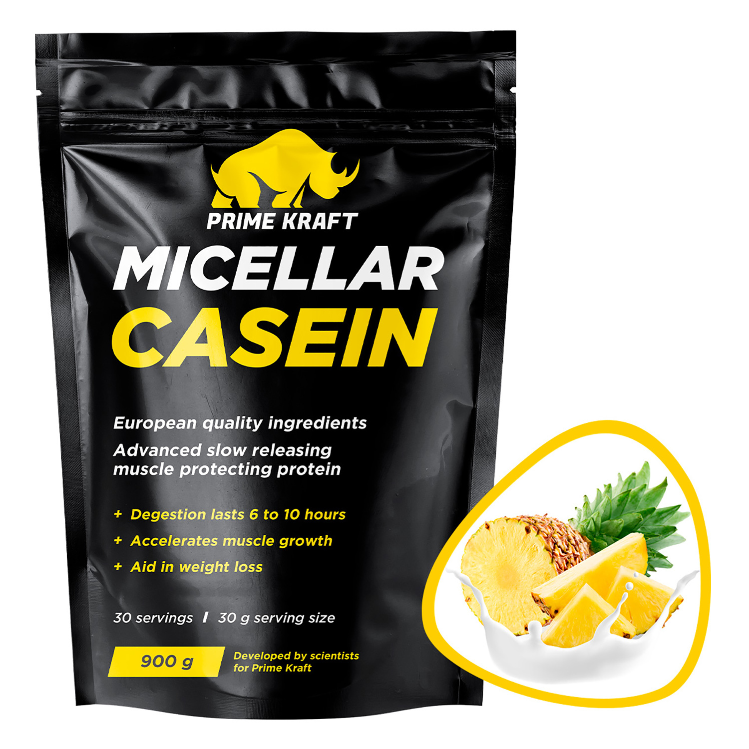 Казеин Prime Kraft Micellar Casein ананасовый йогурт 900г - фото 2