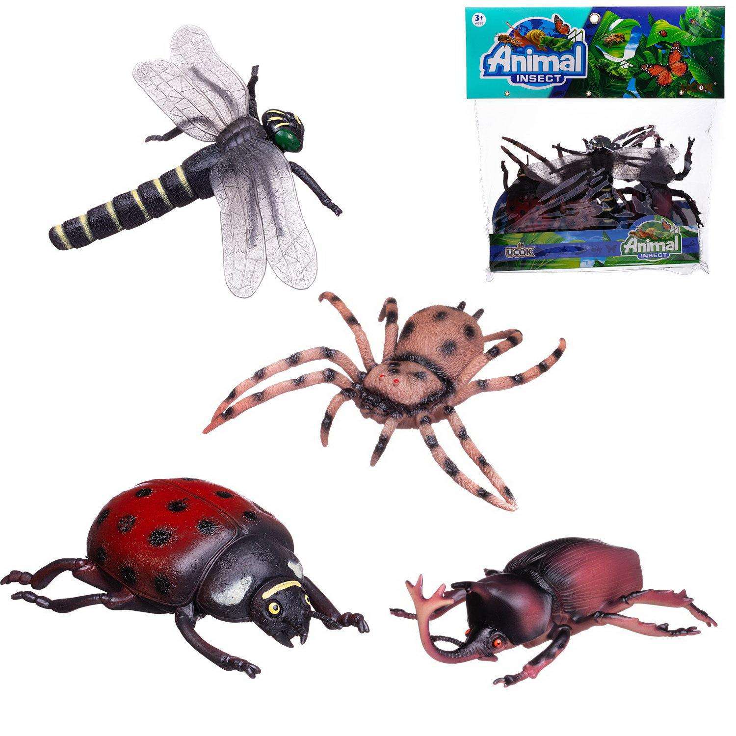 Игровой набор Junfa Гигантские насекомые божья коровка стрекоза жук усач паук - фото 2