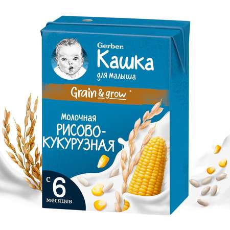 Кашка молочная Gerber рисово-кукурузная 200мл с 6месяцев