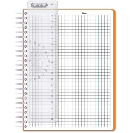 Бизнес-тетрадь Attache Waves А5 100 листов клетка спираль пластиковая обложка закладка оранжевая