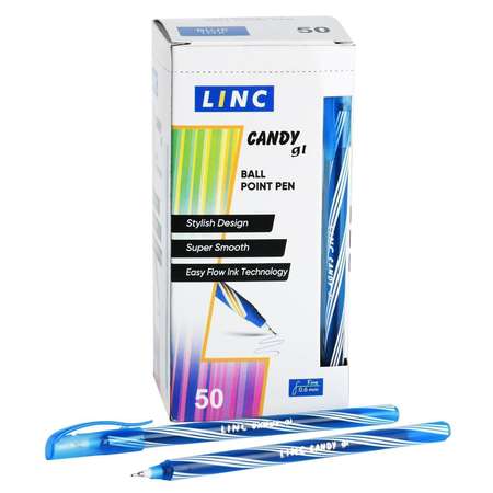 Ручки LINC шариковые CANDY синие чернила 50 штук цвет корпуса ассорти