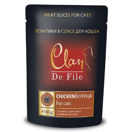 Корм для кошек Clan De File с курицей в морковном соусе консервированный 85г