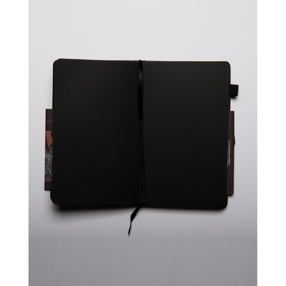 Скетчбук Sakura 140 г/кв.м 13х21 см 80 листов черного цвета Твердая черная обложка - фото 4