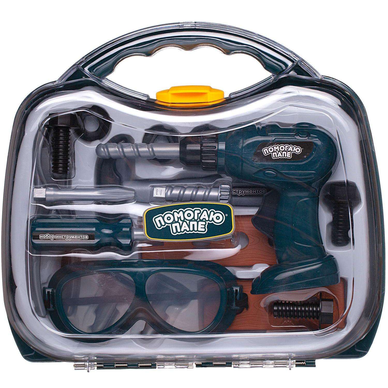Игровой набор Помогаю папе ABTOYS инструменты с защитными очками в чемоданчике - фото 1