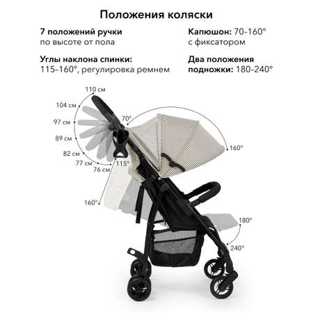 Коляска прогулочная Happy Baby Eva graphite (stripes)