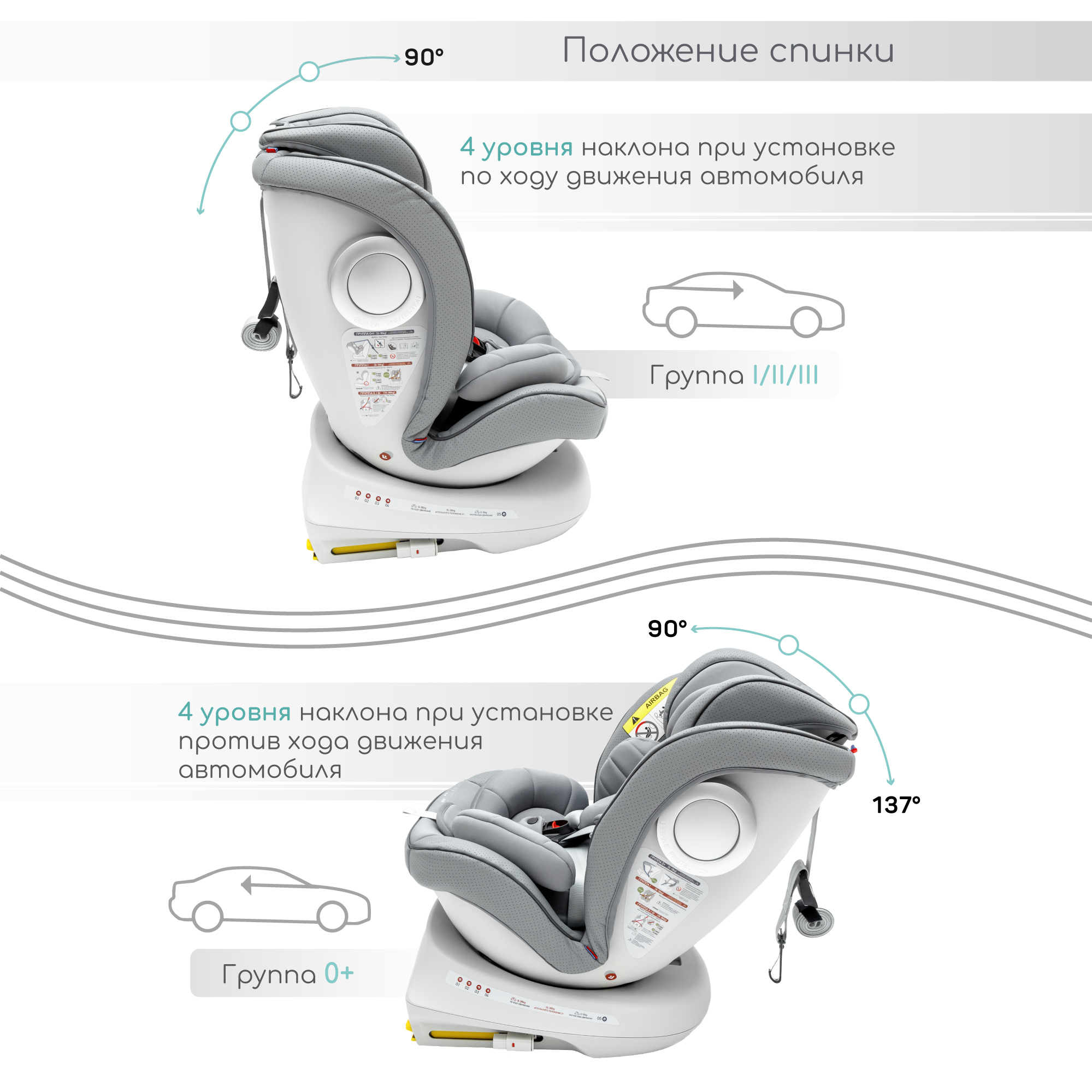 Автокресло детское Champion AmaroBaby Isofix класс D группа серый - фото 11