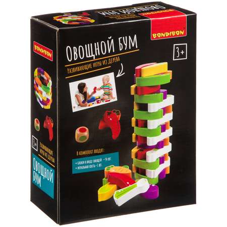 Развивающая игра из дерева BONDIBON Игра-баланс Овощной Бум башня из овощей