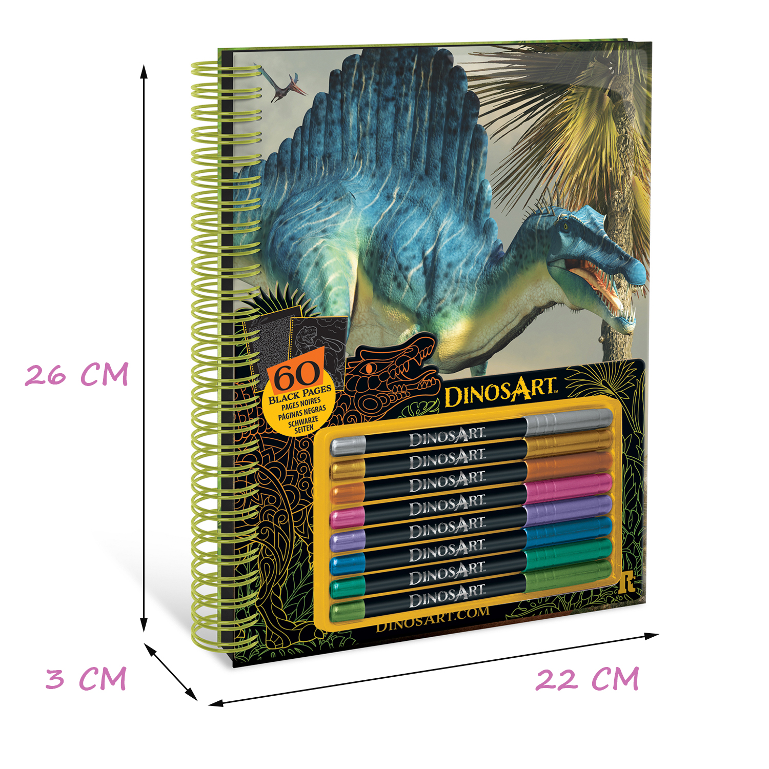 Раскраска DinosArt с 60 черных скетч страниц и 8 гелеевых ручек - фото 2