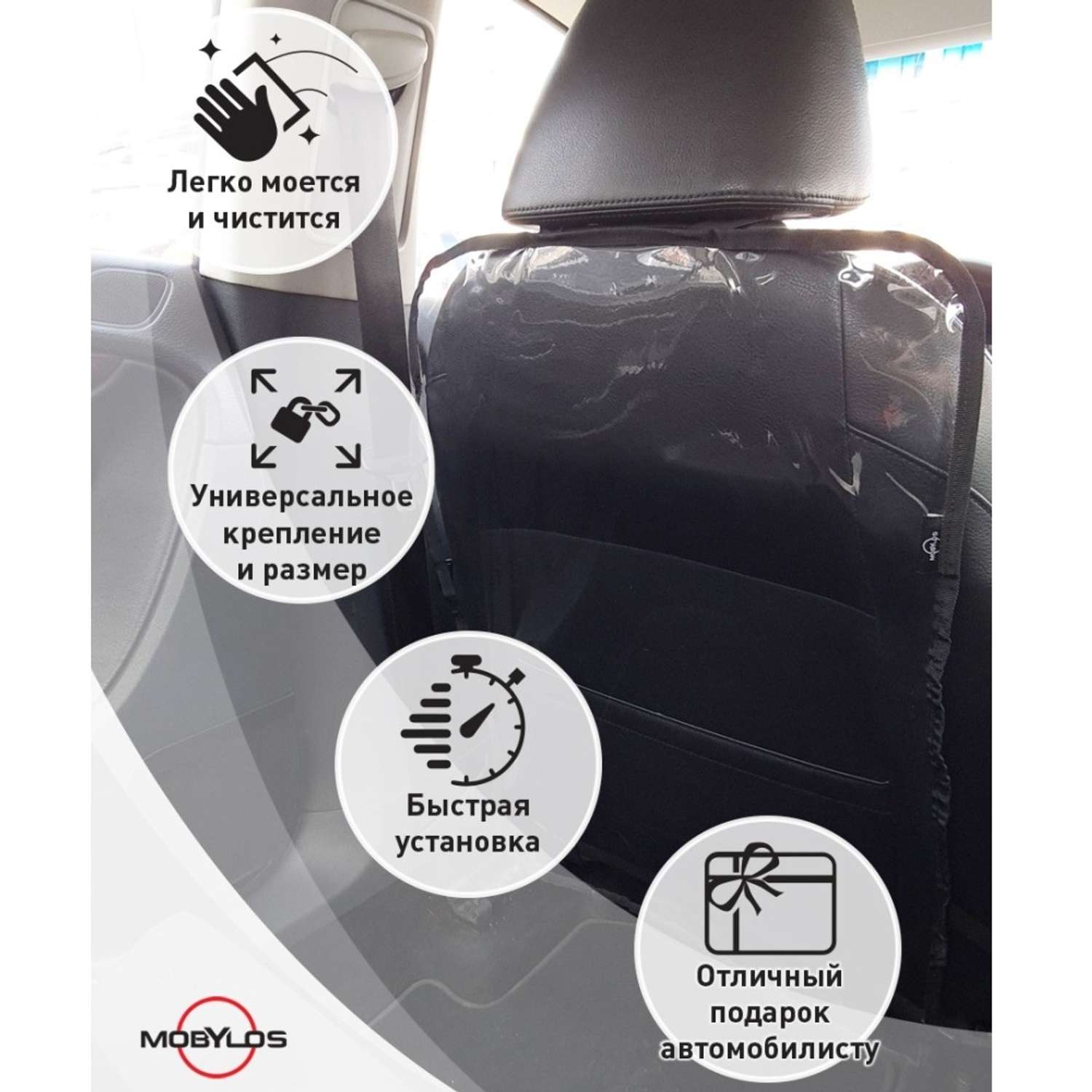 Защитная накидка Mobylos прозрачная защита от детских ног на спинку сиденья автомобиля - фото 5