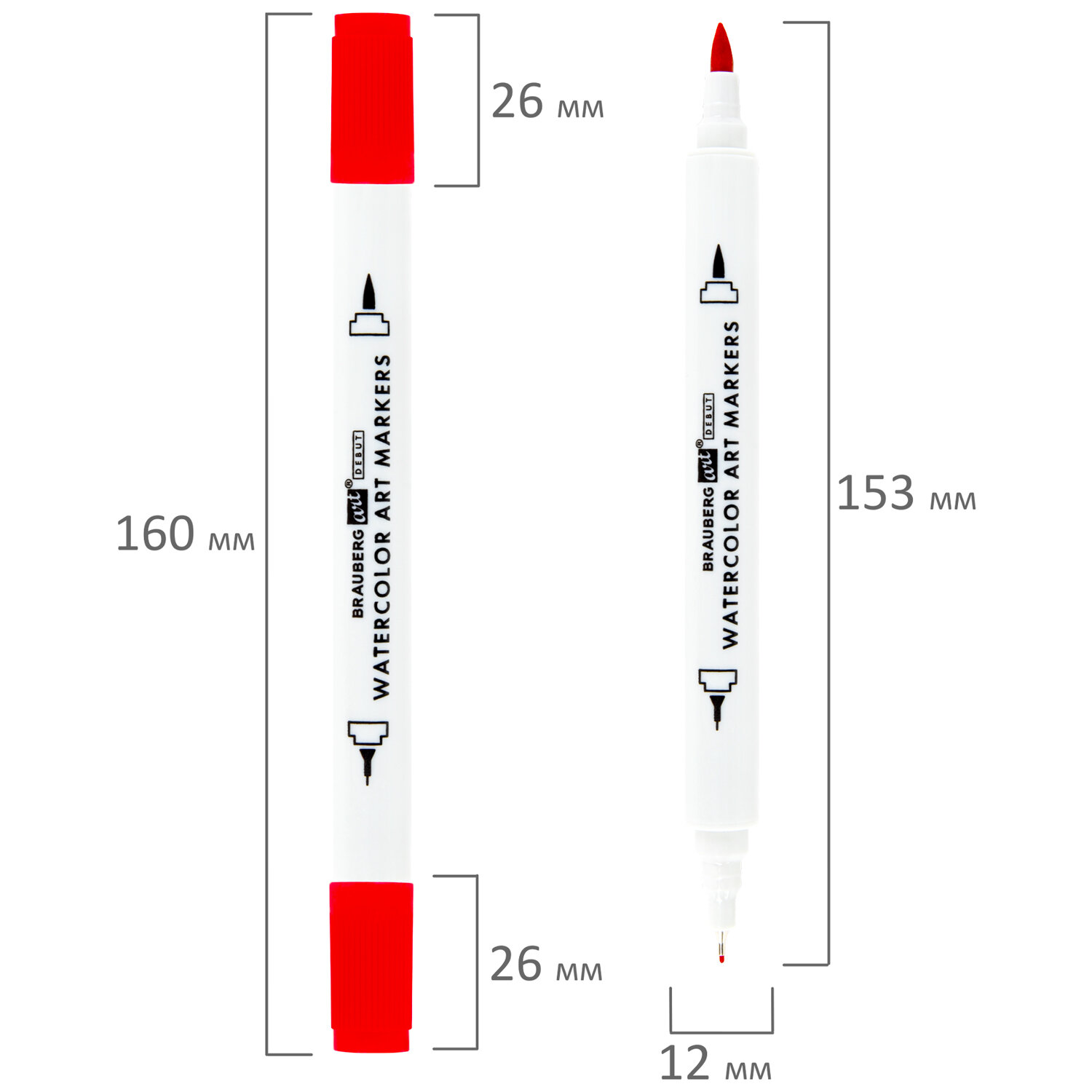 Маркеры Brauberg акварельные для скетчинга двусторонние с кистью и линером 24 цвета - фото 9