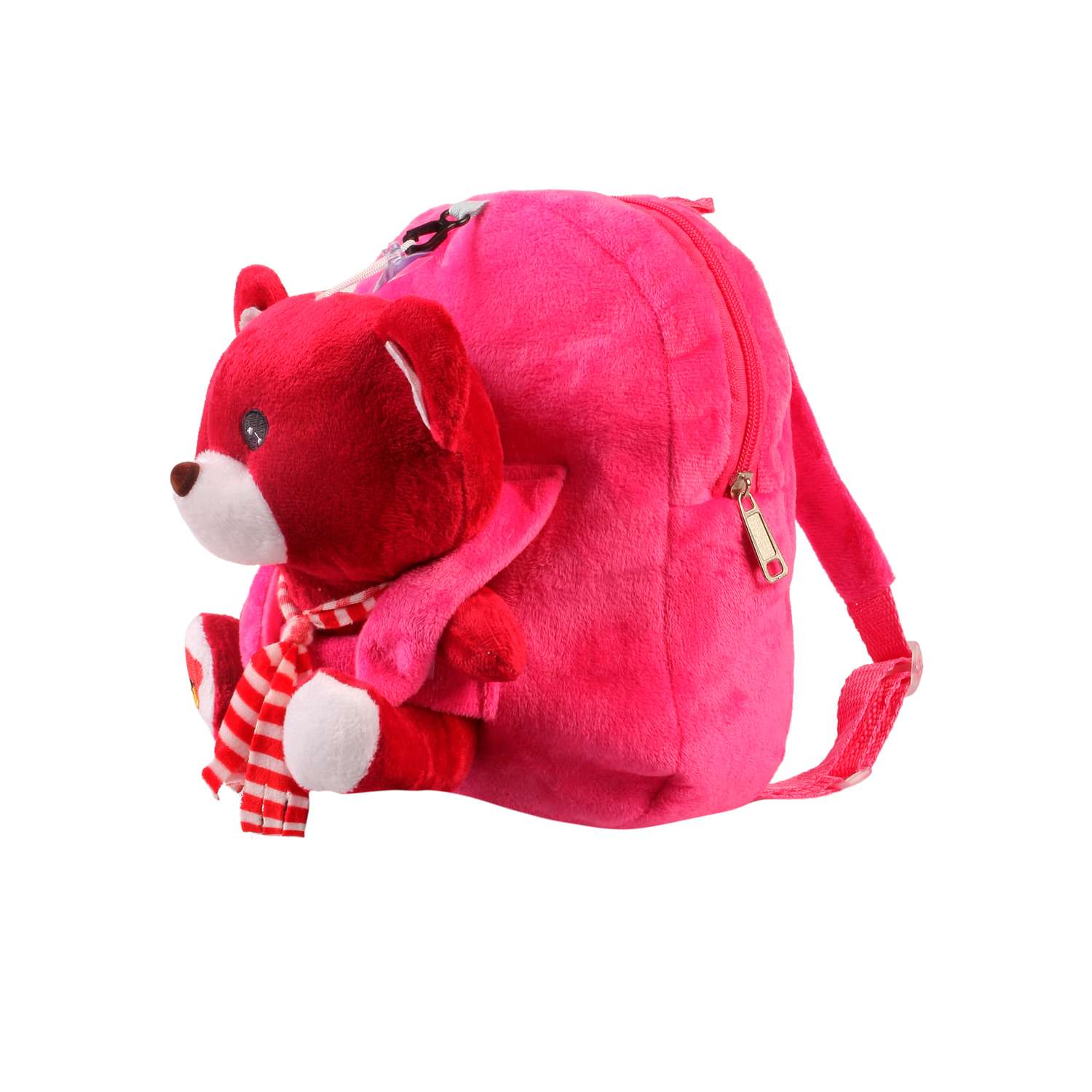 Рюкзак с игрушкой Little Mania фуксия Мишка бордовый - фото 2