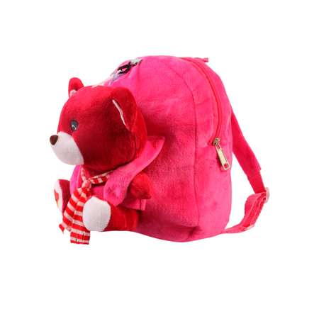 Рюкзак с игрушкой Little Mania фуксия Мишка бордовый