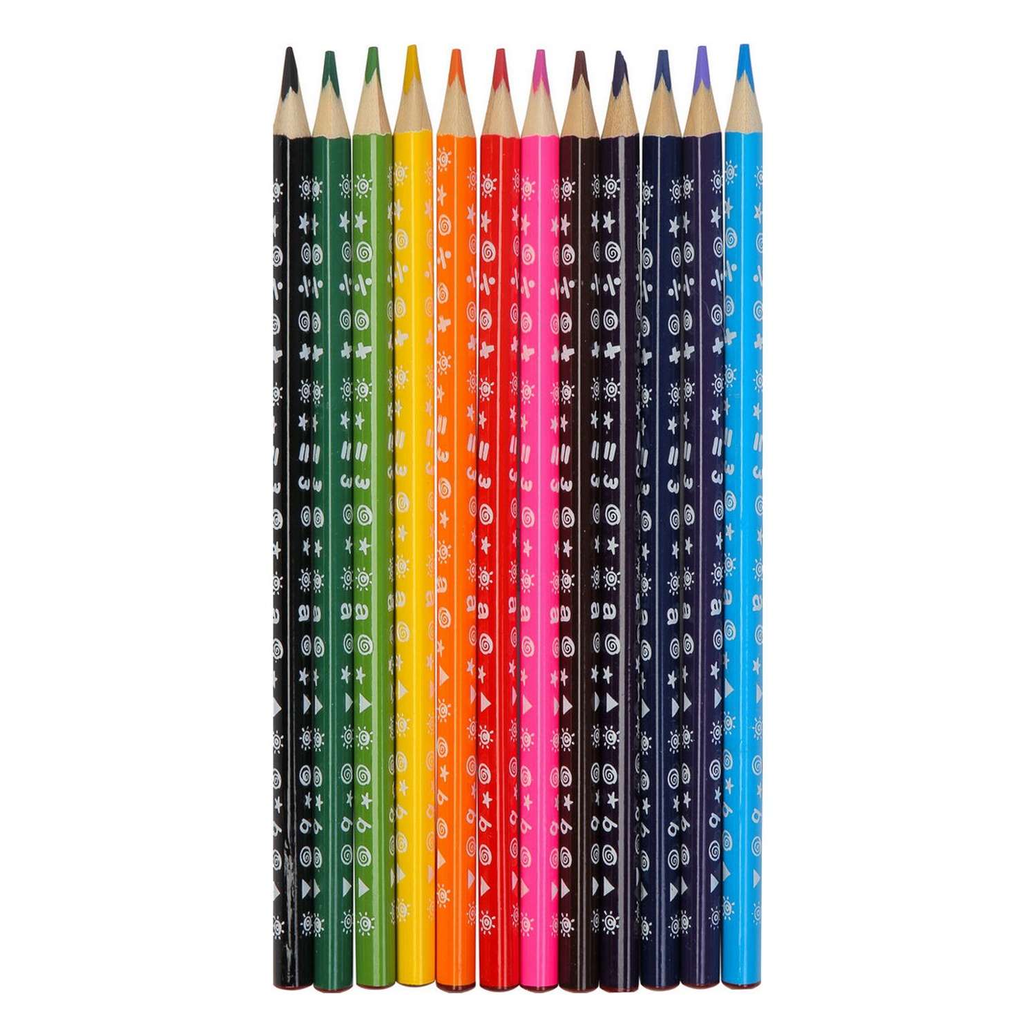 Карандаши цветные KEYROAD 12 цветов трехгранные корпус с принтом металлический футляр - фото 2