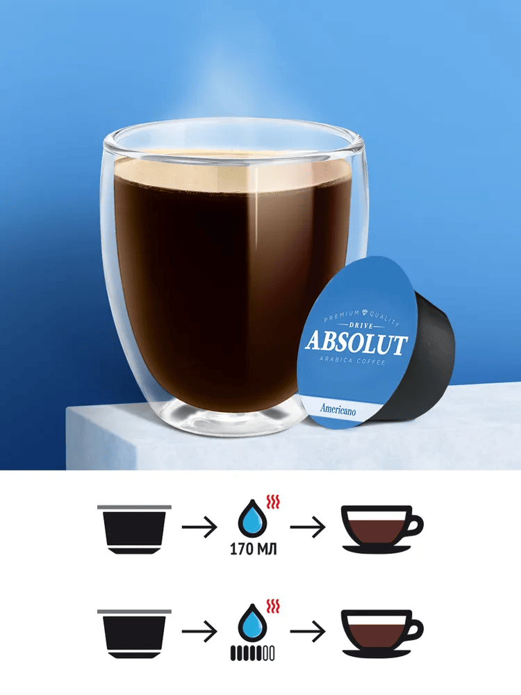 Кофе в капсулах ABSOLUT DRIVE АМЕРИКАНО для кофемашин Dolce Gusto (Дольче Густо) 16 капсул - фото 2