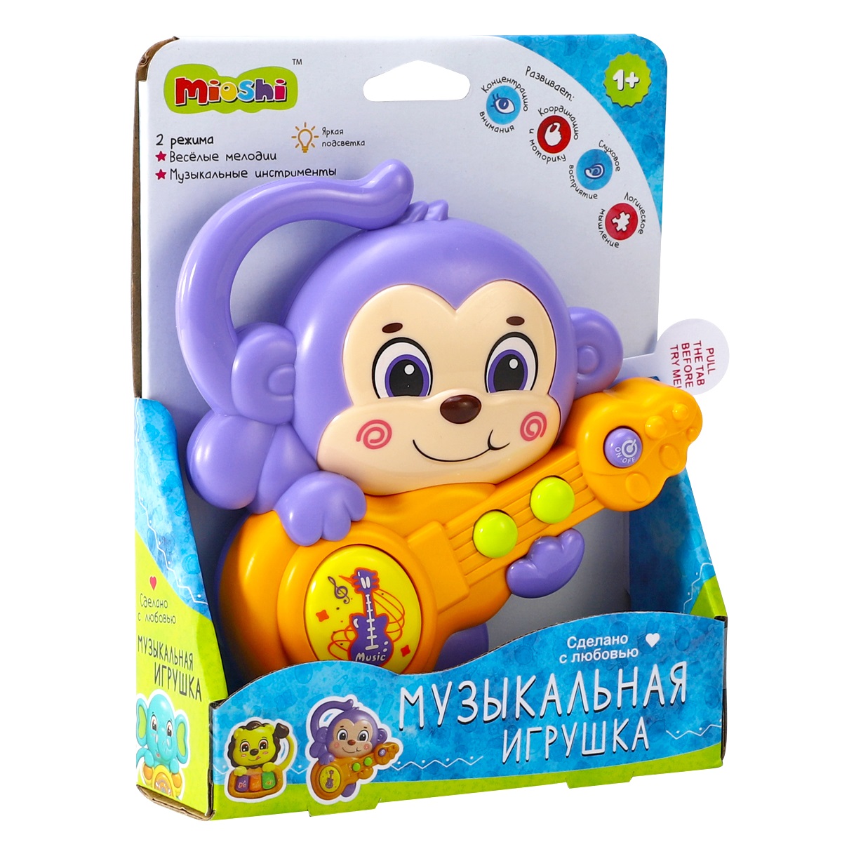 Музыкальная игрушка Mioshi Мартышка с гитарой (14х18 см) - фото 2