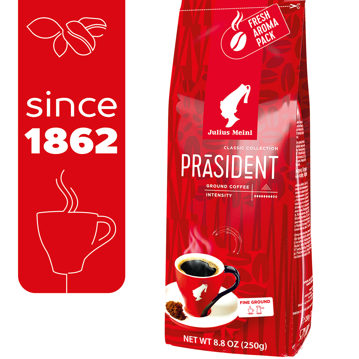 Кофе молотый Julius Meinl Президент Prasident 250 г купить по цене 451 ₽ в  интернет-магазине Детский мир