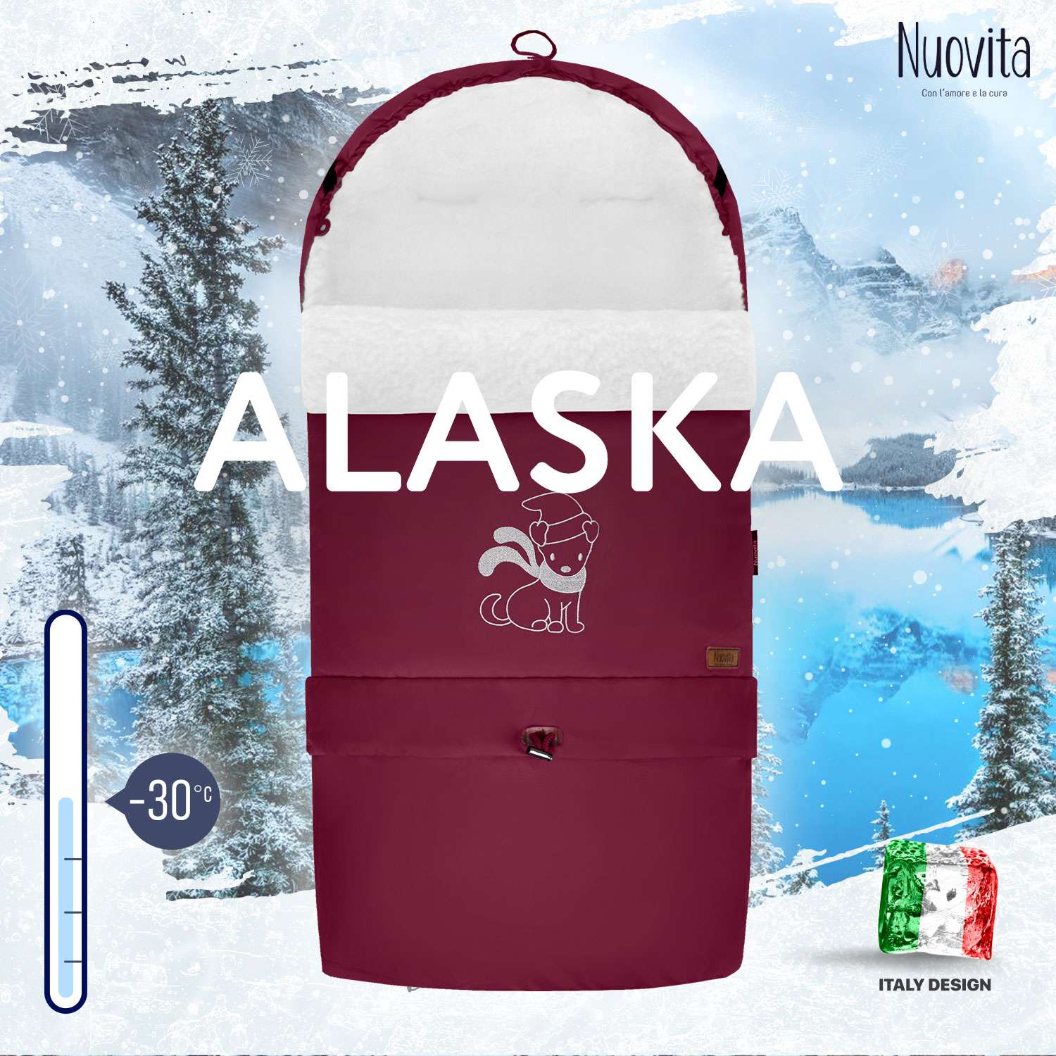 Конверт в коляску Nuovita Alaska Bianco Бордовый - фото 6