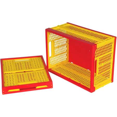 Ящик для игрушек Пеликан складной перфорированный красно-желтый