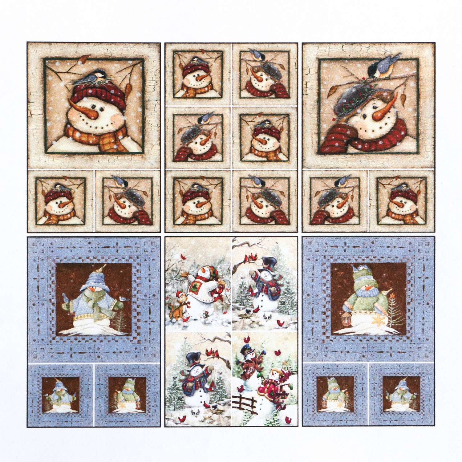 Набор Sima-Land декупажных карт 6 шт «Снеговики» А4. 45 г/м8 - фото 2