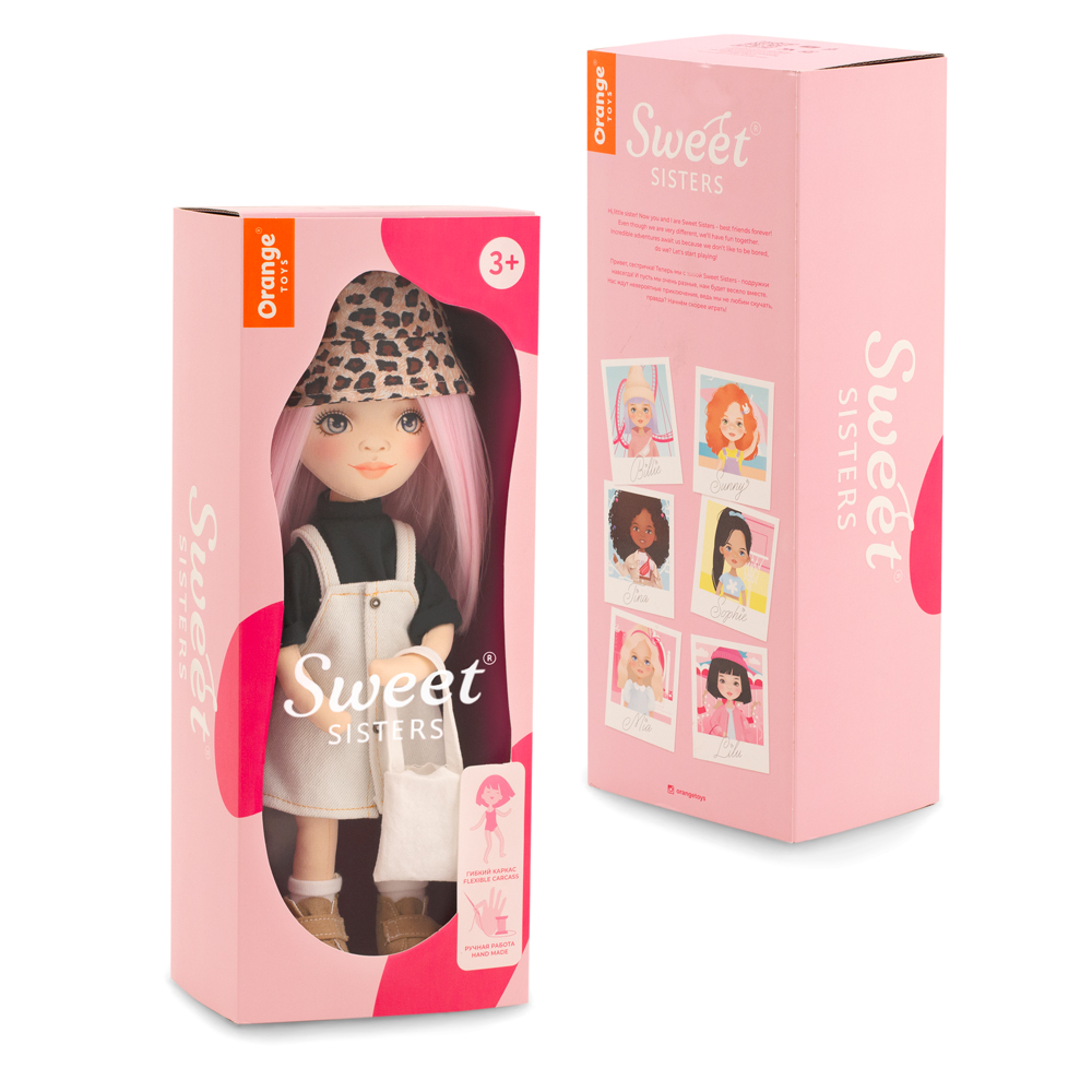 Каркасная мягкая кукла Orange Toys Sweet Sisters Billie в джинсовом сарафане 32см Серия Лето SS06-24 - фото 2