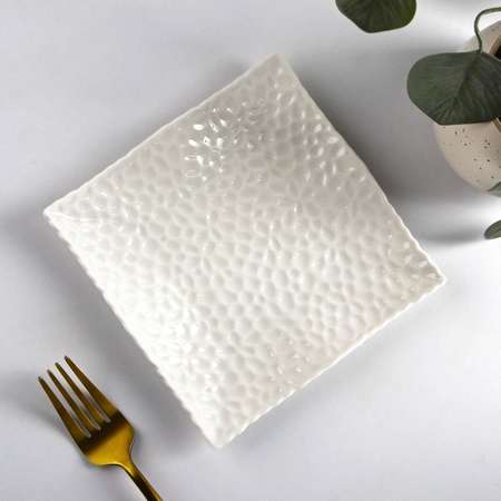 Тарелка Sima-Land керамическая квадратная «Воздушность» d=15 см цвет белый