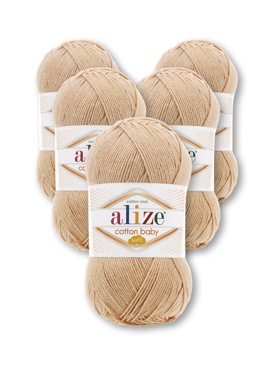 Пряжа для вязания Alize cotton baby soft 100 гр 270 м мягкая плюшевая xлопок aкрил 310 медовый 5 мотков - фото 6