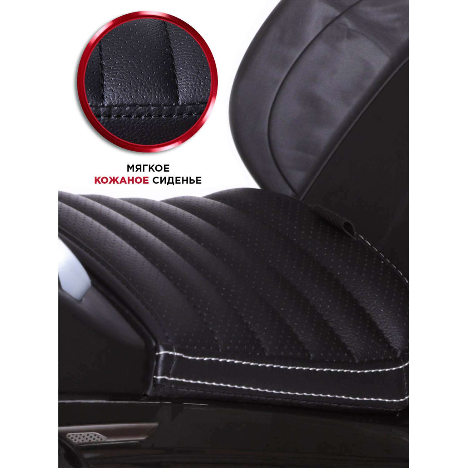Каталка BabyCare Sport кожаное сиденье черный - фото 3