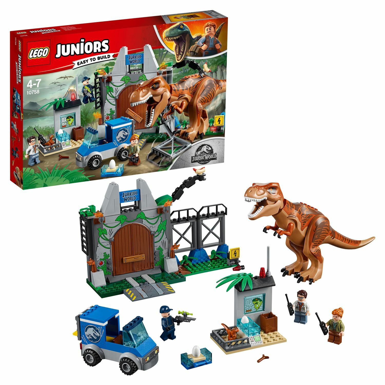 Конструктор LEGO Juniors Побег Ти-Рекса 10758 купить по цене 3999 ₽ в  интернет-магазине Детский мир