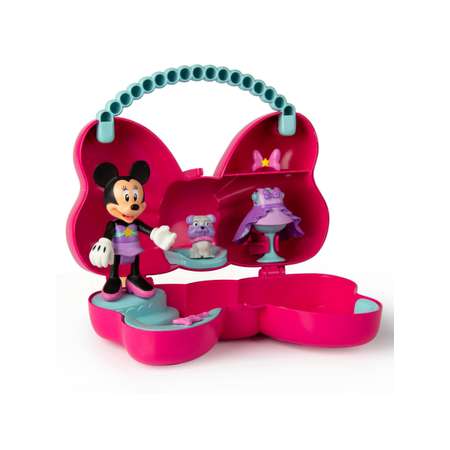 Игровой набор Disney Минни: Новый образ с питомцем (фигурка 12 см в сумочке 16х13 см голубой)