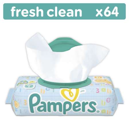 Салфетки Pampers Baby Fresh Clean, влажные сменный блок 64 шт в ассортименте