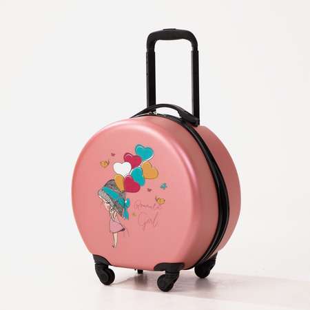 Чемодан детский Sima-Land на молнии 4 колеса цвет розовый