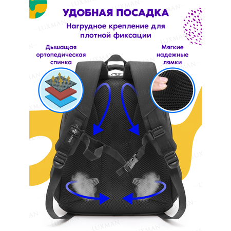Рюкзак школьный ортопедический LUXMAN с табличкой Черный