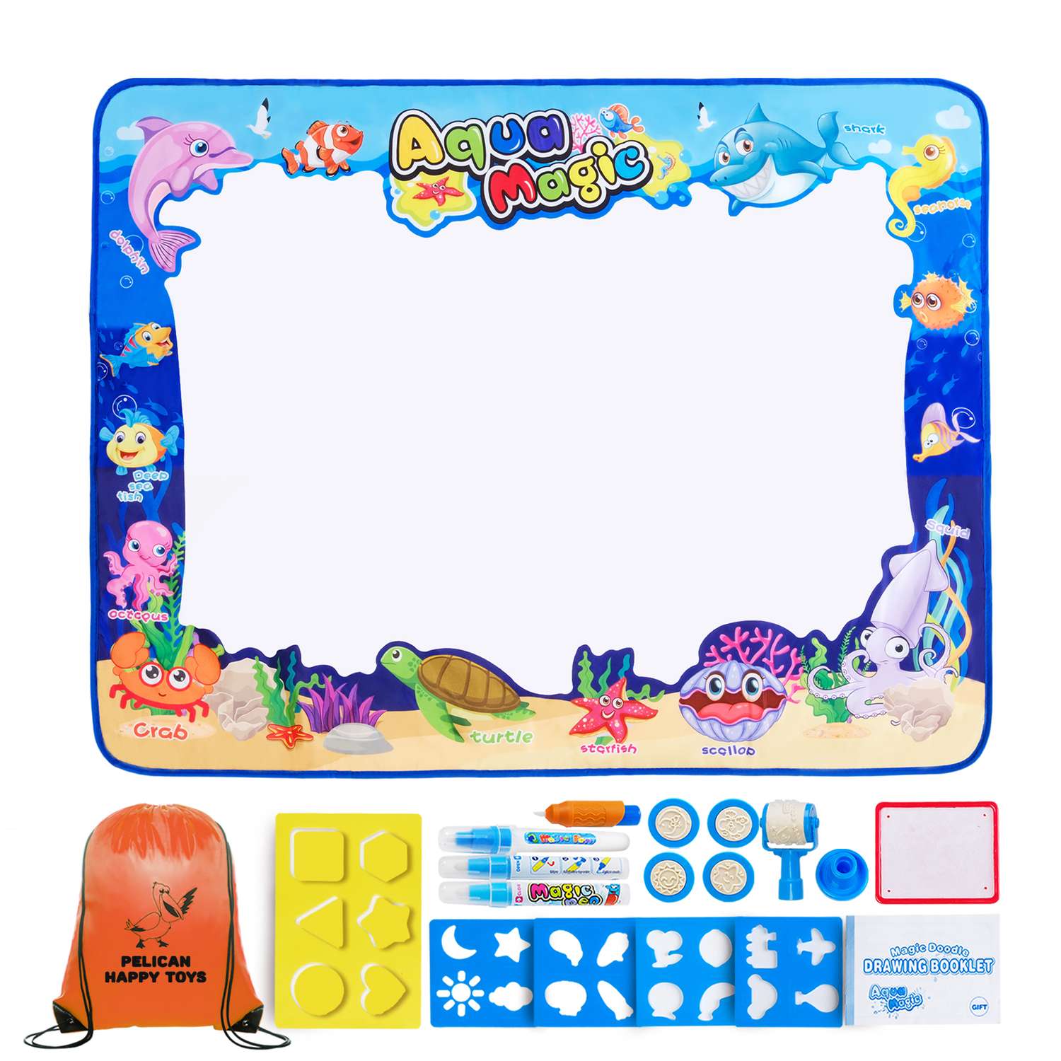 Коврик для рисования водой PELICAN HAPPY TOYS Море Детский набор - фото 1