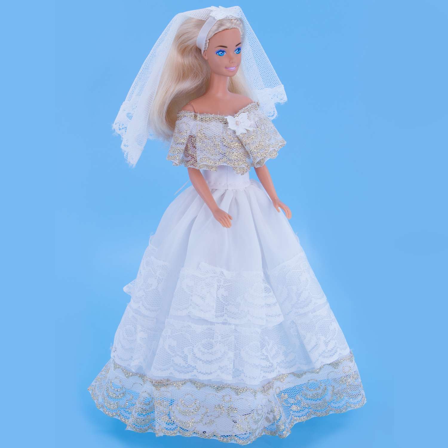 Одежда для кукол Модница 29 см Свадебное платье с фатой 1904 белый-золото 1904белый&amp;золото - фото 14