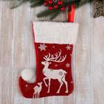 Носок Зимнее волшебство для подарков «Волшебство» олень 18х25 см бело красный