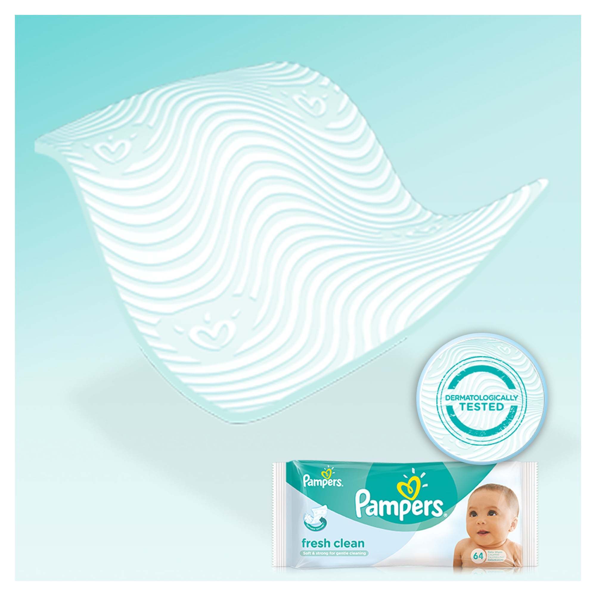 Салфетки Pampers Baby Fresh Clean, влажные сменный блок 64 шт в ассортименте - фото 7