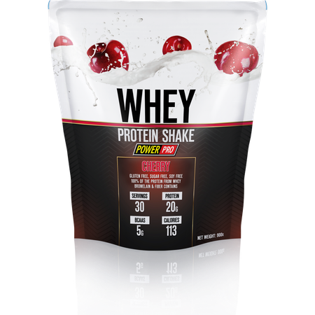 Протеин Whey Shake POWER PRO Со вкусом и кусочками вишни 900г