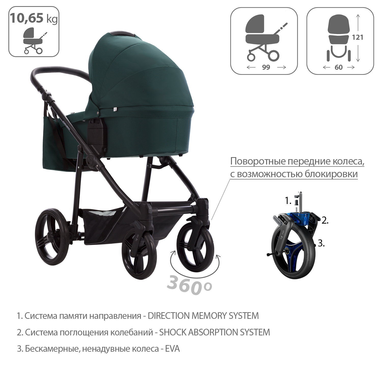 Коляска 2в1 Bebetto Explorer Air шасси Черное 09 - фото 5