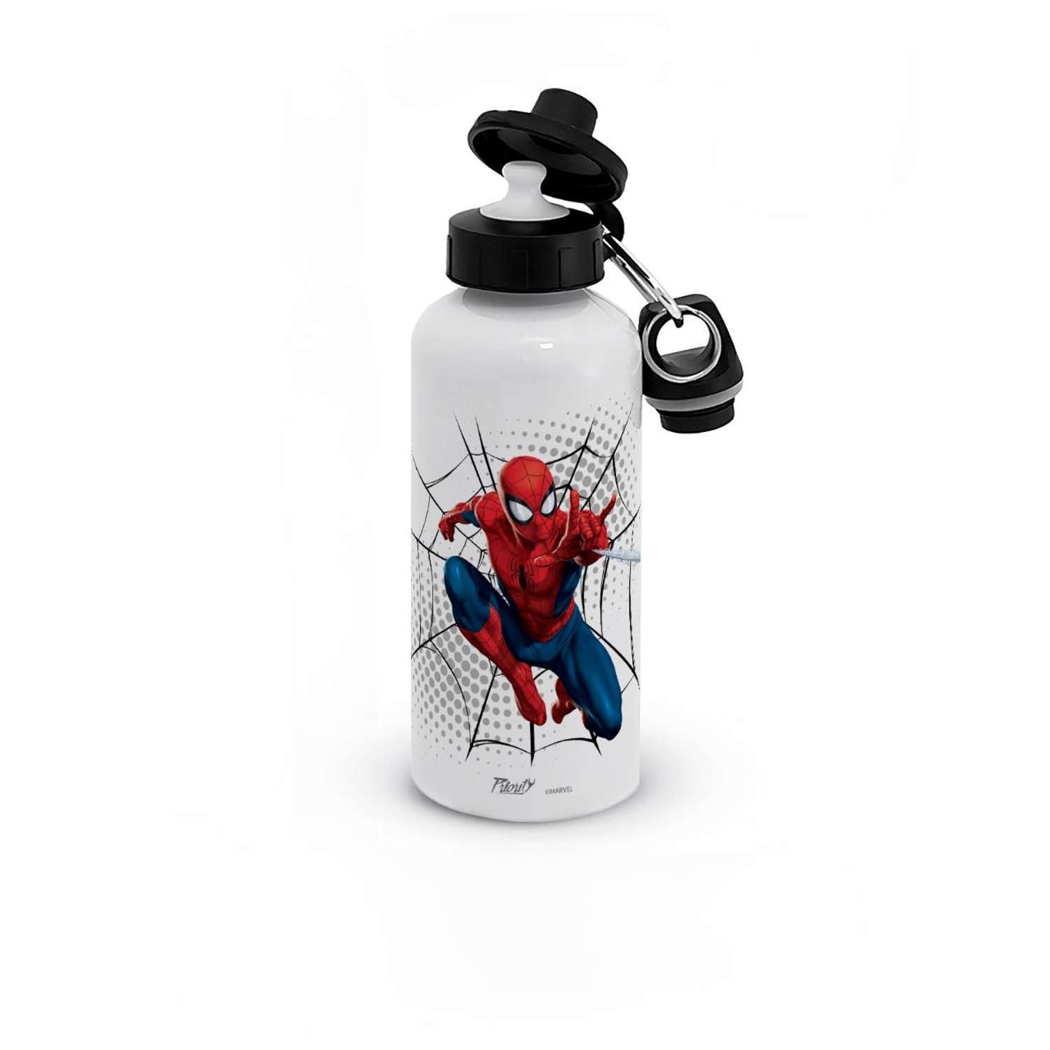 Бутылка для воды PrioritY Спортивная белая Человек-паук 500 мл с карабином - фото 1