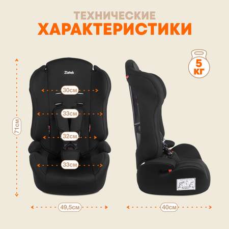 Детское автокресло ZLATEK УУД ZL513 Basic гр.I/II/III черный