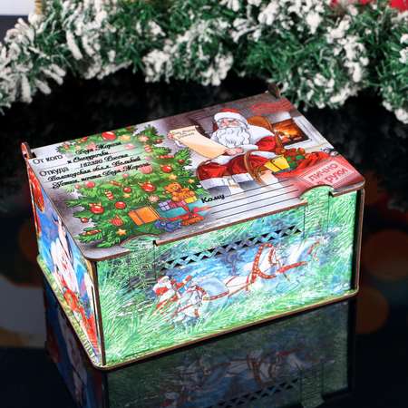 Коробка Sima-Land подарочная новогодняя«С новым годом» закрывающаяся. 23х16х11.5 см