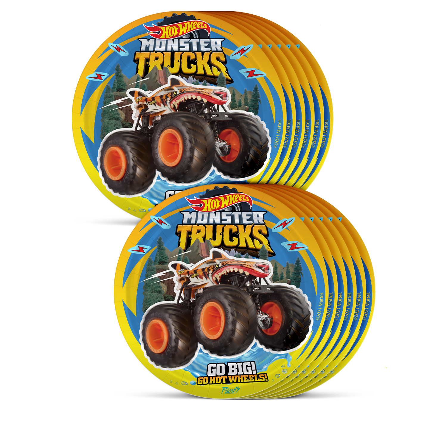 Бумажная тарелка PRIORITY для праздника Hot Wheels Monster Trucks 12 шт - фото 1