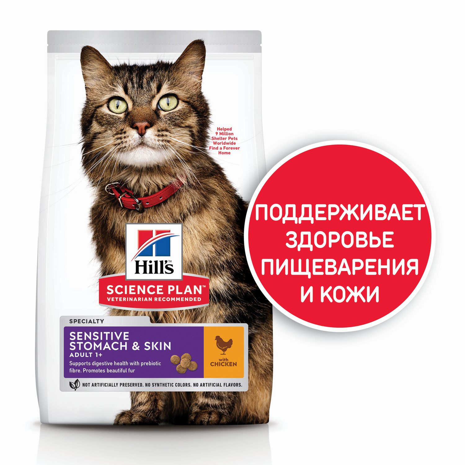 Корм сухой HILLS 1,5кг Science Plan Sensitive Stomach/Skin с курицей для  кошек с чувствительным пищеварением и кожей купить по цене 3341 ₽ с  доставкой в Москве и России, отзывы, фото