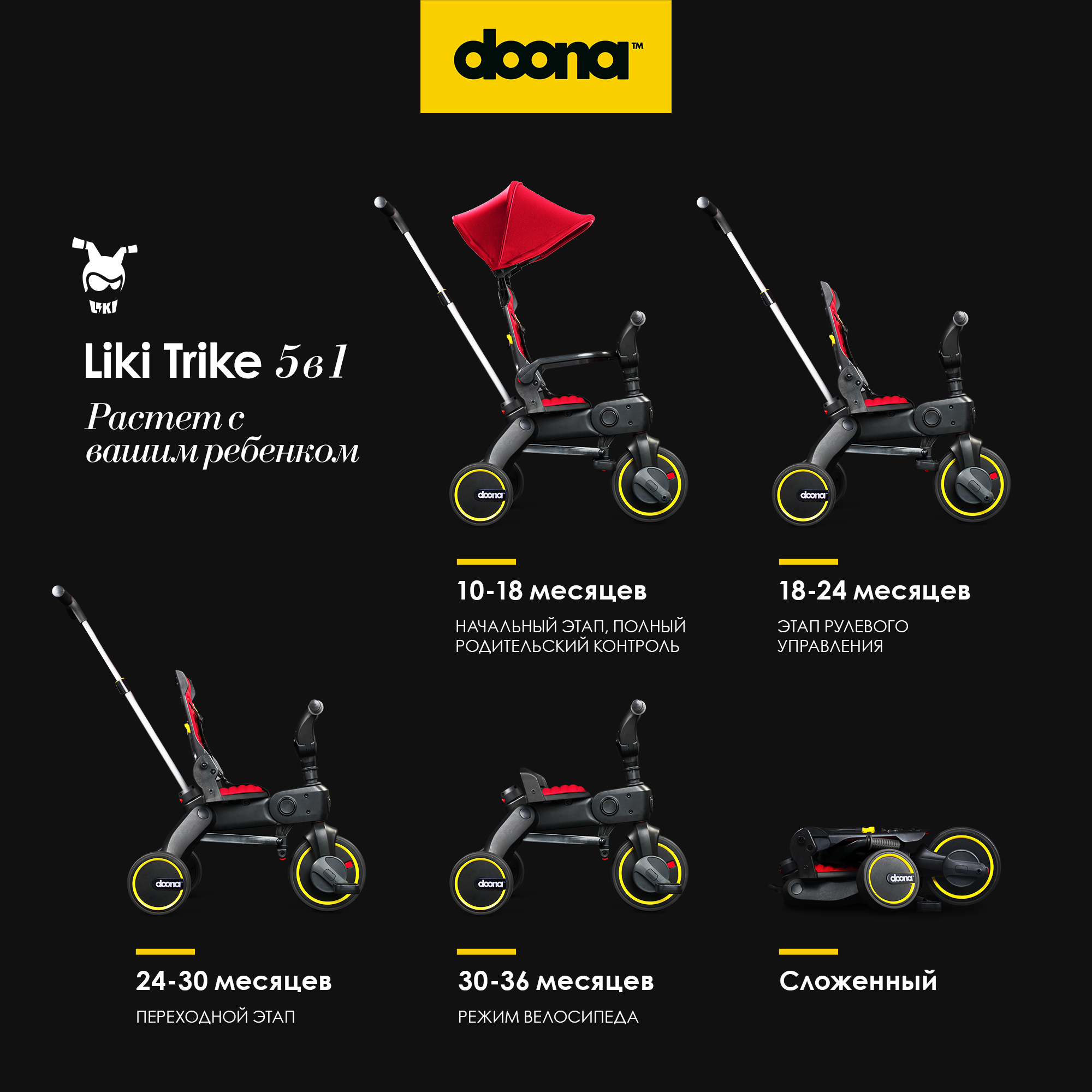 Трехколесный велосипед Doona 8 дюймов - фото 3