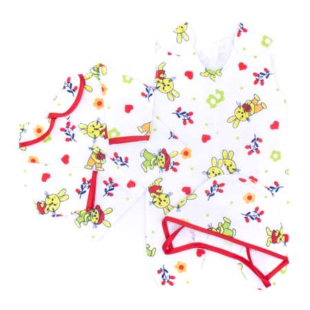 Комплект одежды Модница для пупса 43-48 см из фланели 6101 белый-красный