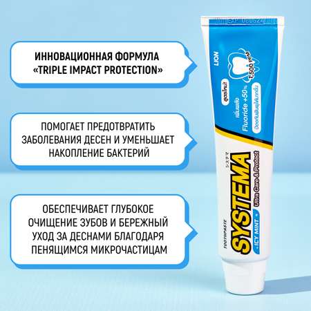 Зубная паста LION Systema для глубокой очистки со вкусом ледяной мяты 90 г