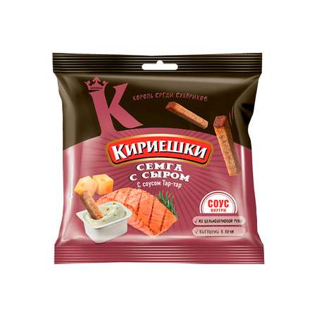 Сухарики KDV со вкусом семги с сыром и соусом тар-тар 85 г 8 шт