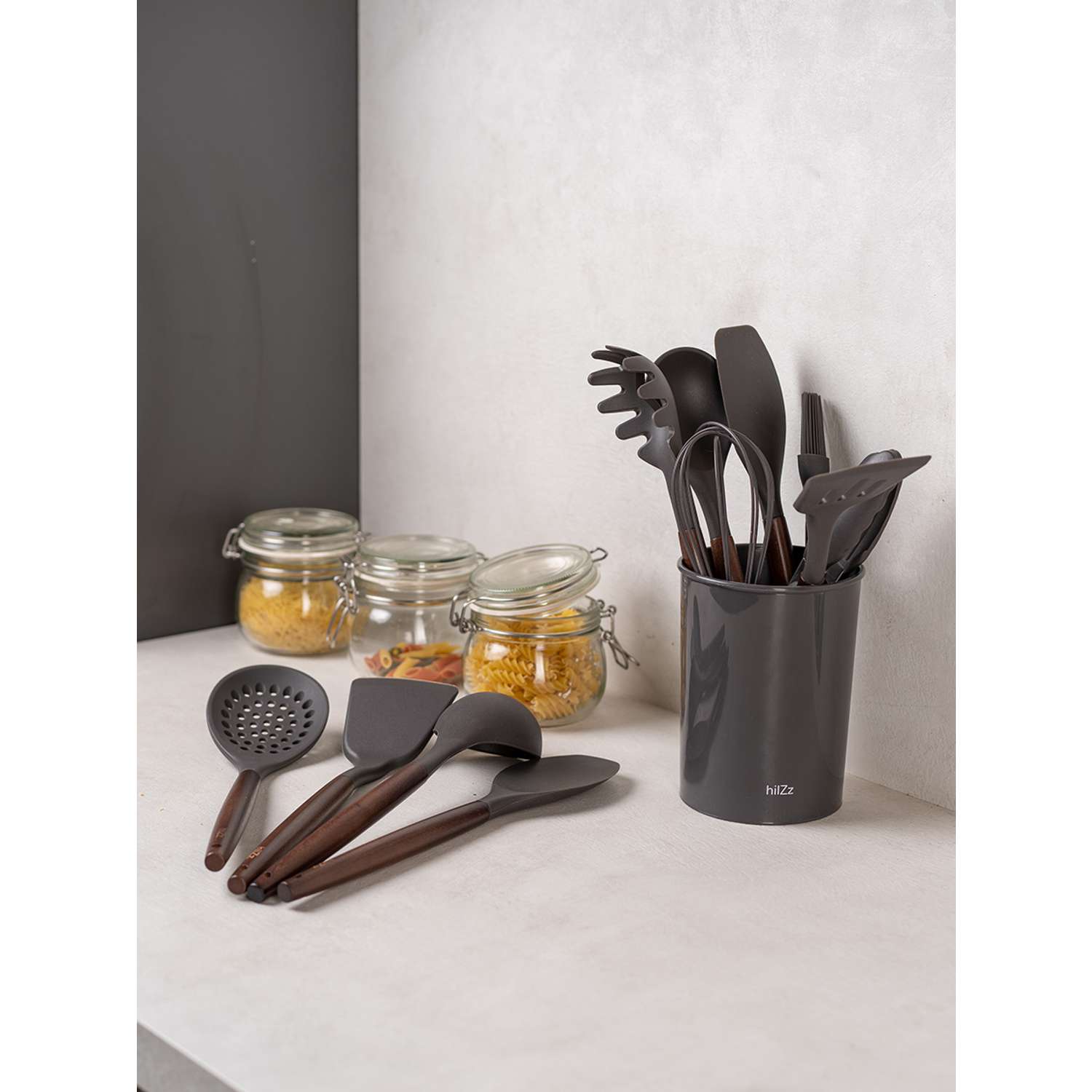 Набор кухонных принадлежностей HILZZ 12 предметов коричнево-серый - фото 5