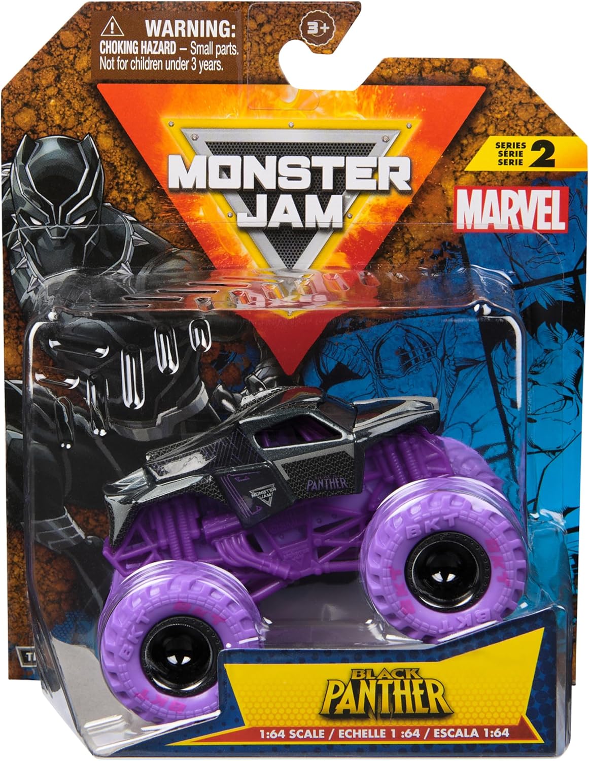 Монстр-трак Monster Jam Marvel Black Panther 1:64 фиолетовый 6069960 - фото 6