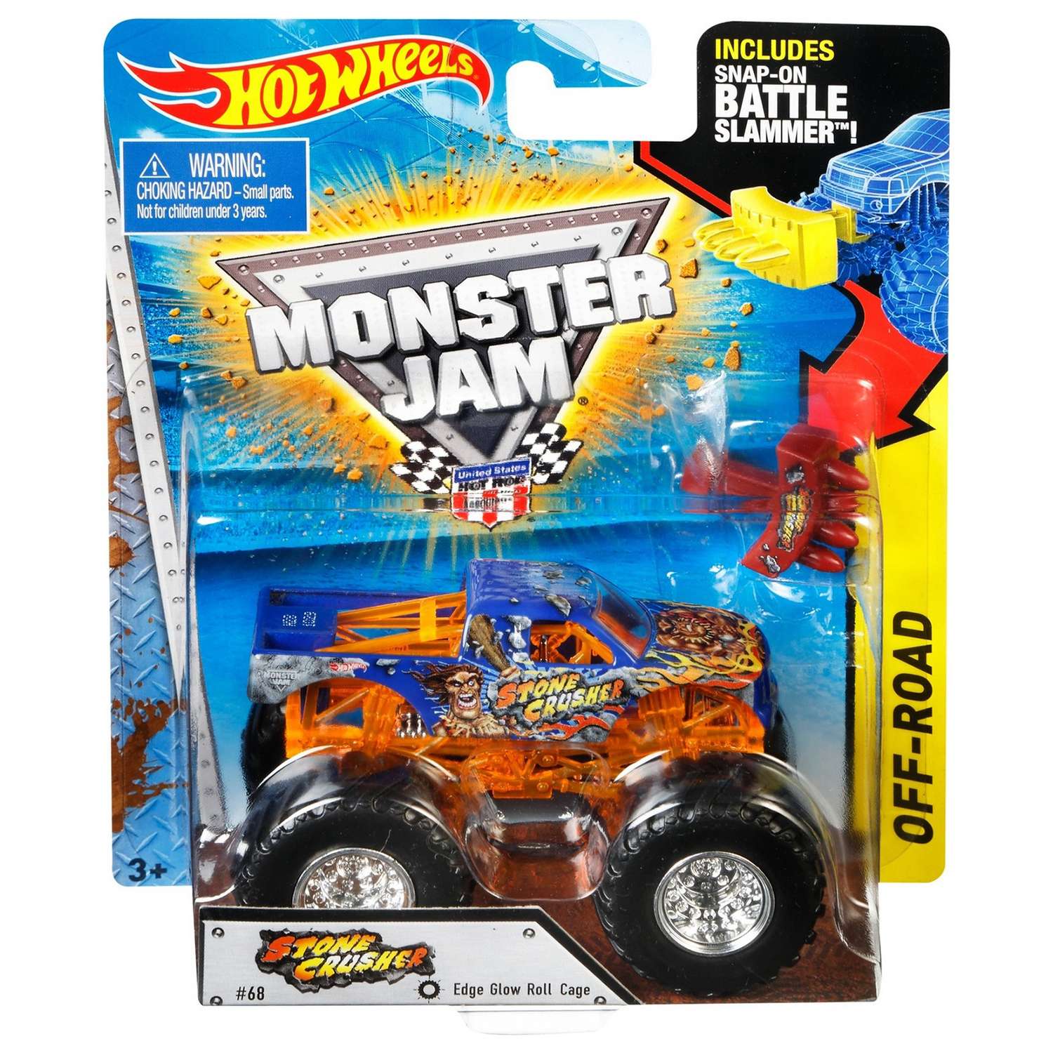 Машина Hot Wheels Monster Jam 1:64 Off-Road Стоун Крашер с фигуркой W4159 21572 - фото 2